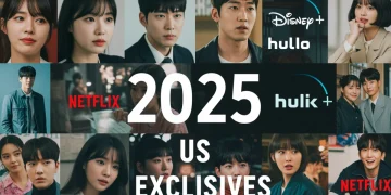 Dynamic graphic showcasing 2025 KDrama streaming platforms and exclusive US content.
