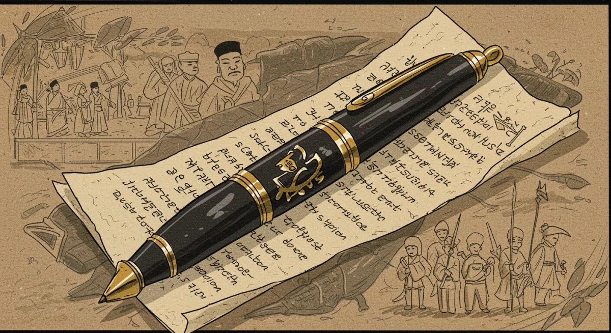 Symbolic object representing Go Ae-sin's enduring influence, like a pen or scroll, signifying education and resistance.