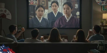 American viewers engrossed in a Korean drama, understanding cultural nuances