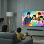 Family watching KDrama with parental controls enabled on a streaming platform.