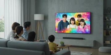 Family watching KDrama with parental controls enabled on a streaming platform.