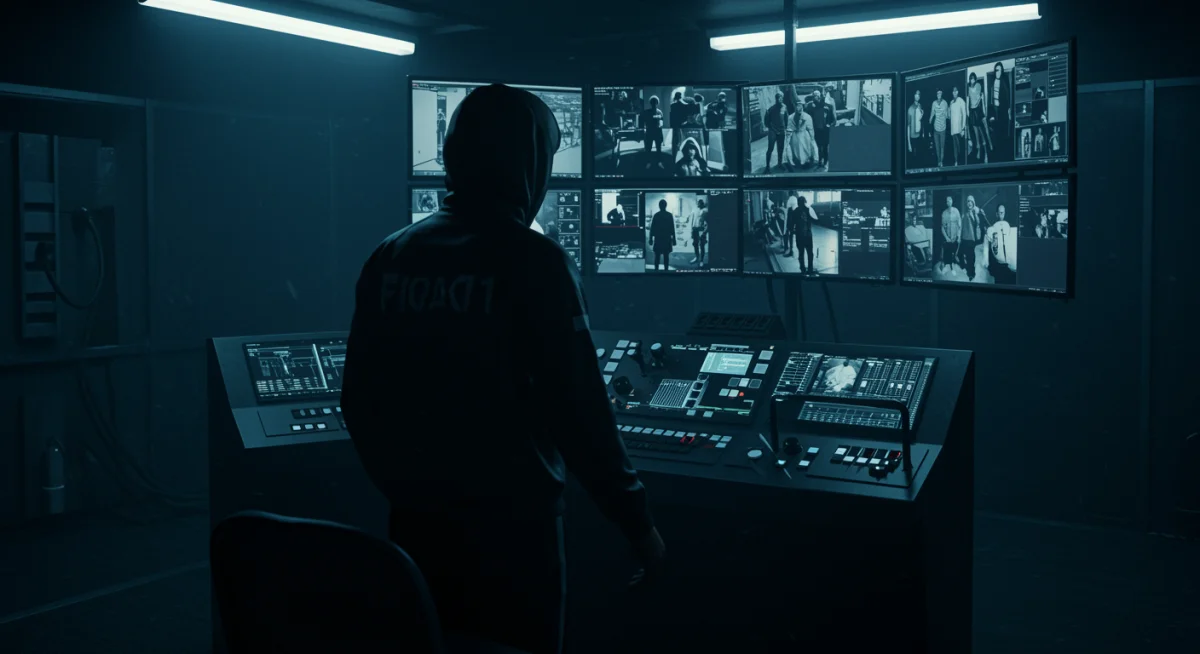 The Front Man in a control room, hinting at his hidden agenda in Squid Game.