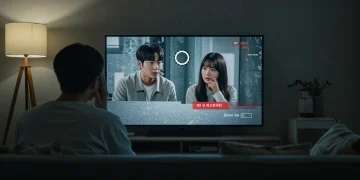 Frustrated fan troubleshooting KDrama streaming issues on a smart TV in 2025