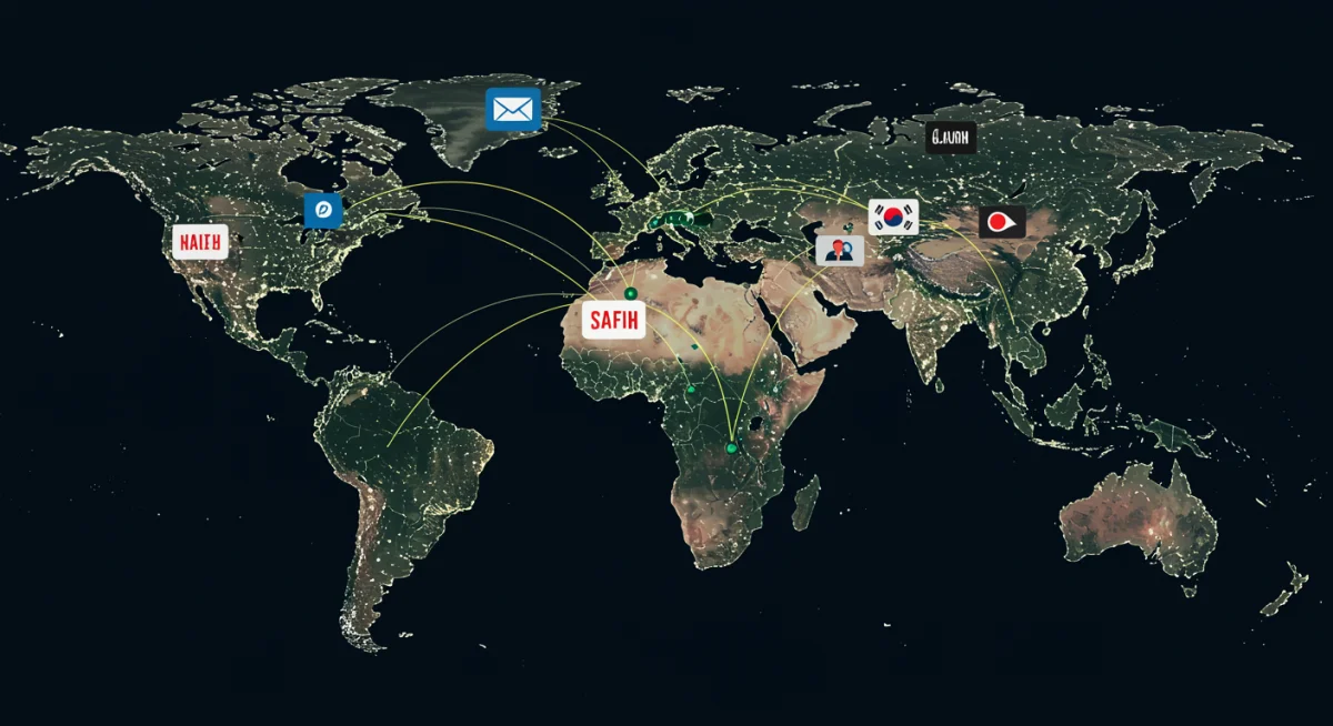 Global streaming content access map connecting US and South Korea