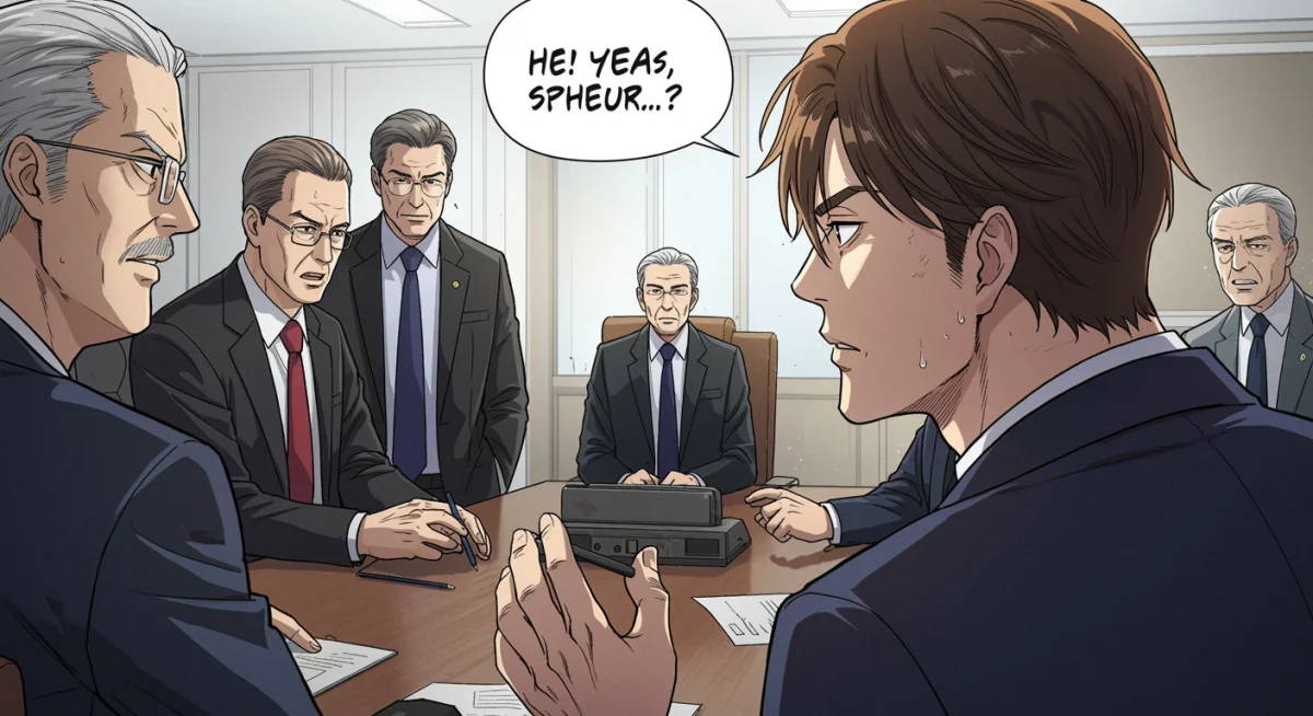 Jin Do-jun navigating a tense corporate meeting, a pivotal moment in his strategic journey.