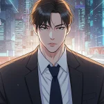 Jin Do-jun contemplating his future amidst a sprawling city in the 'Reborn Rich' webtoon.