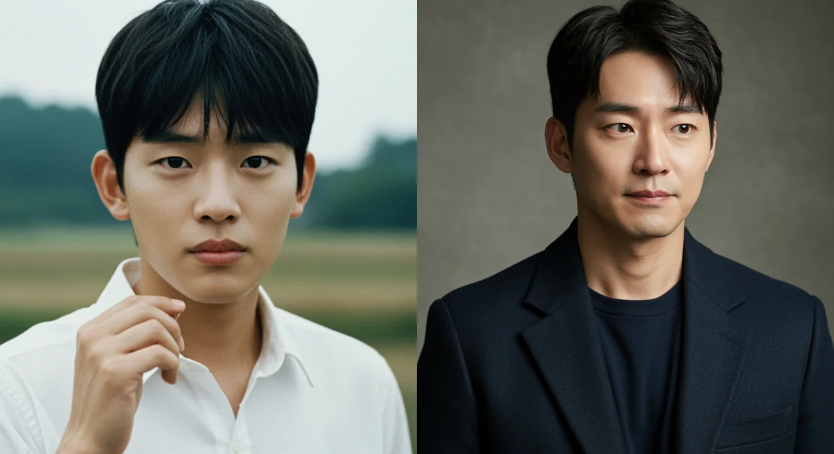 Visual comparison of a KDrama actor from rookie to iconic status