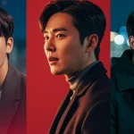 Three prominent KDrama actors smiling confidently, symbolizing their strong 2025 comebacks.