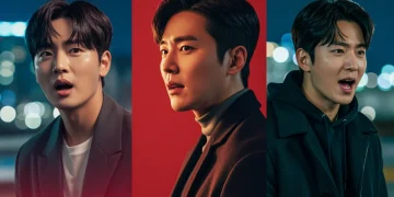 Three prominent KDrama actors smiling confidently, symbolizing their strong 2025 comebacks.