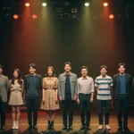 Eight KDrama actors on stage, focused on theater in 2025