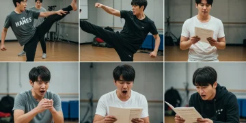 KDrama actors intensely training for a 6-month filming schedule in 2025, showcasing physical and emotional preparation.