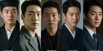 Five iconic KDrama actors showcasing their career evolution over 15 years through various roles.