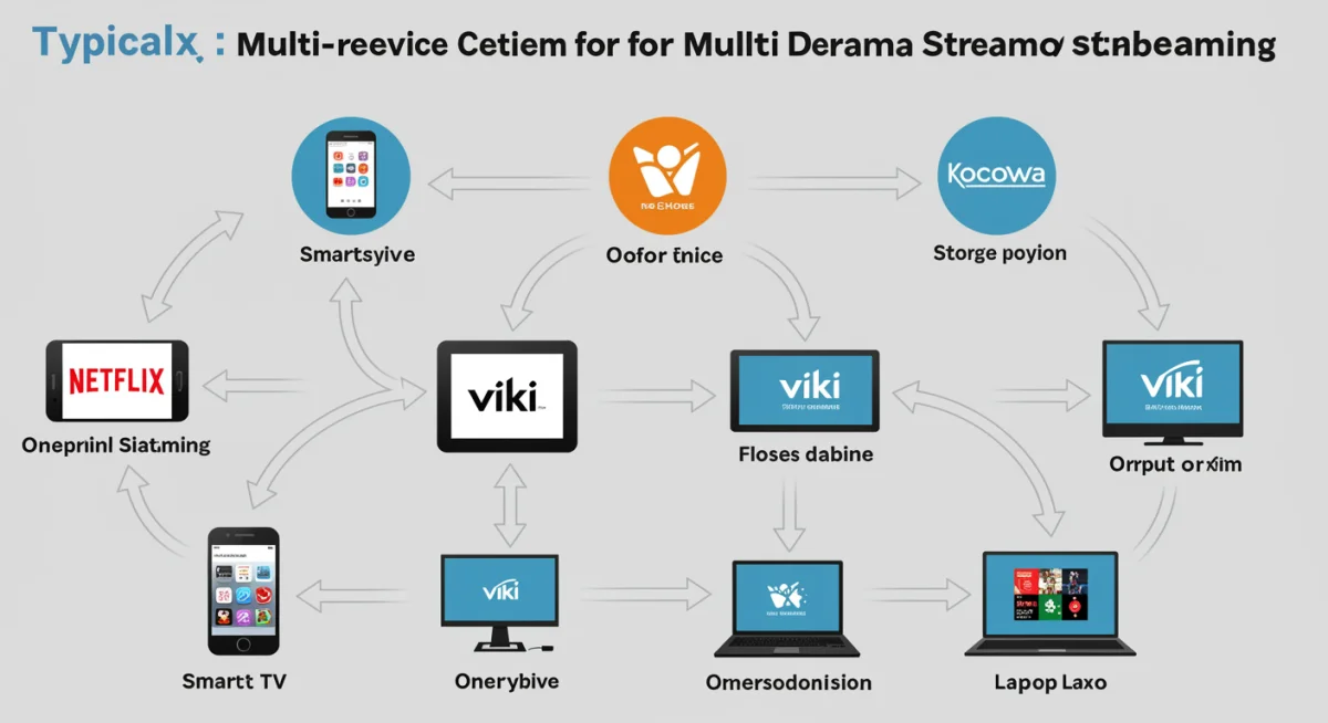 Infographic illustrating multi-device KDrama streaming sync across platforms