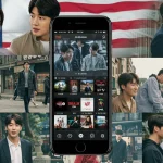 Dynamic collage of Korean drama scenes on streaming device for US viewers.