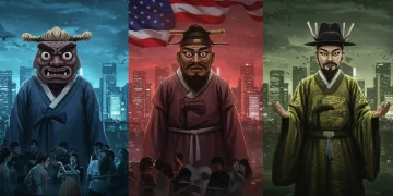 Korean mythical creatures Gumiho, Dokkaebi, and Dragon King in K-drama settings, symbolizing American recognition in 2025.