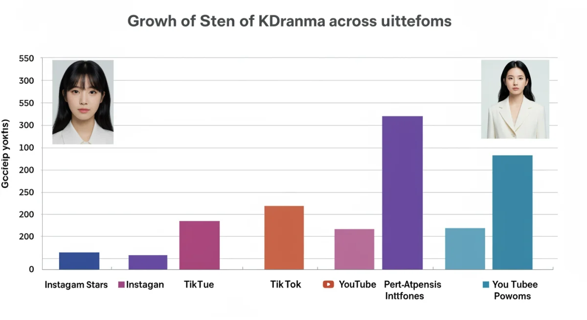 Bar chart illustrating social media platform growth for KDrama stars.