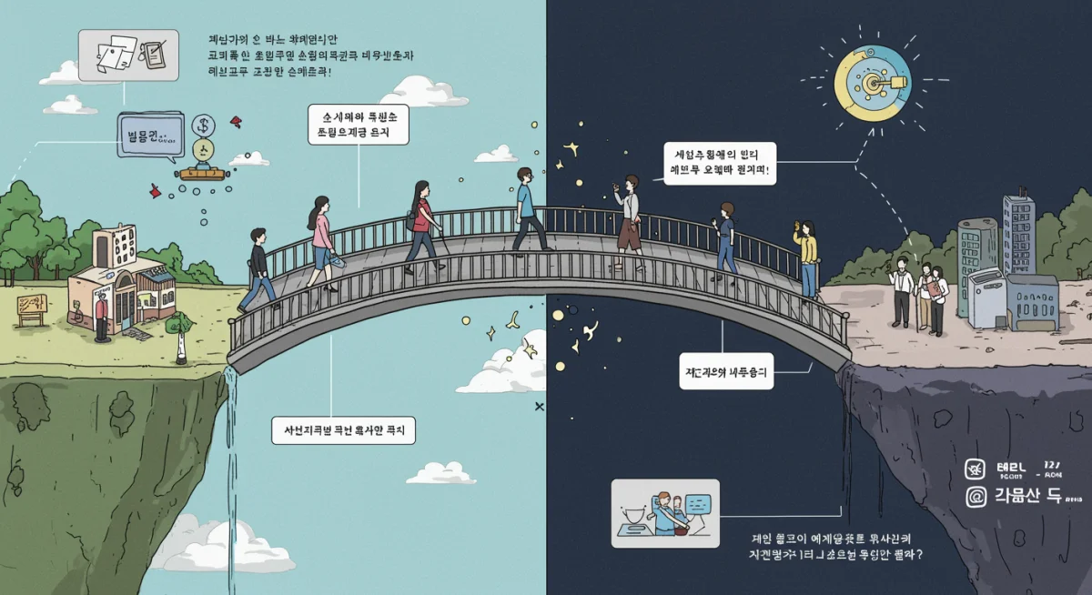 Conceptual illustration of a bridge connecting diverse startup ecosystems