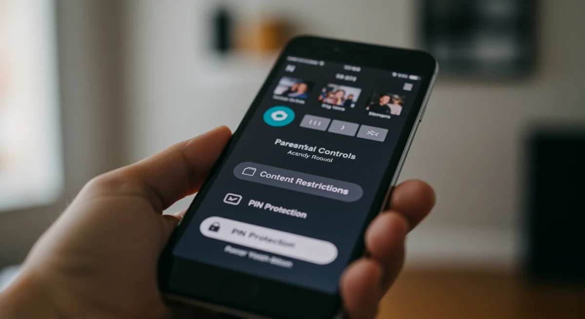 Digital interface of streaming parental controls on a mobile device.