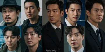 Seven versatile Korean drama actors in a dynamic collage, representing their diverse roles and impact in 2025.