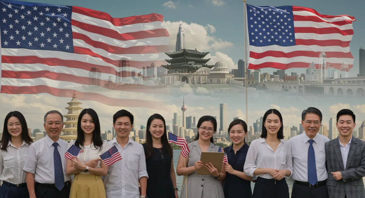 Diverse group of people bridging cultural gaps between the US and Korea.