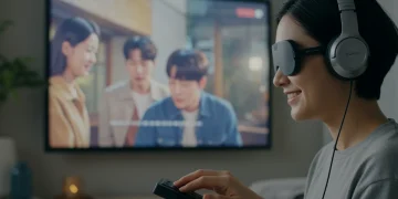 Visually impaired person enjoying K-drama with audio descriptions