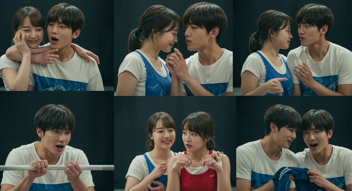 Collage of 'Weightlifting Fairy Kim Bok-joo' ending scenes, highlighting Bok-joo and Joon-hyung's relationship and career paths.