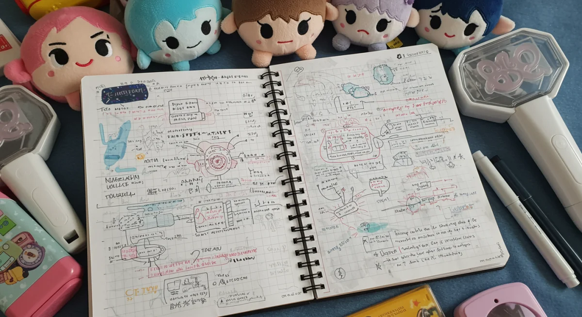 Detailed fan theory notes and K-drama merchandise