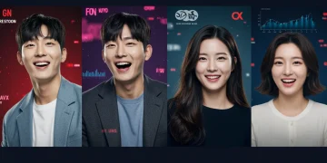 K-Drama actors experiencing a 15% rise in U.S. streaming influence in 2025, vibrant collage