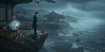 Dramatic K-drama scene with character foreshadowing tragic end