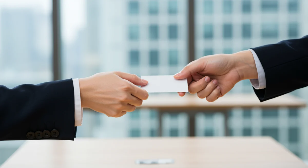 Korean business card exchange, symbolizing respect and professional etiquette