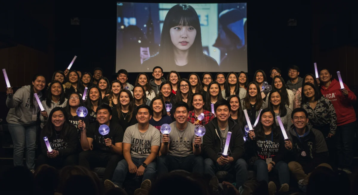 Diverse American K-drama fans watching a show together