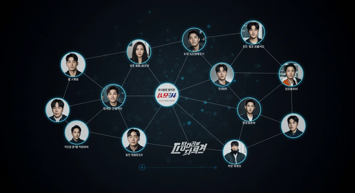 Infographic showing interconnected K-drama series and character links